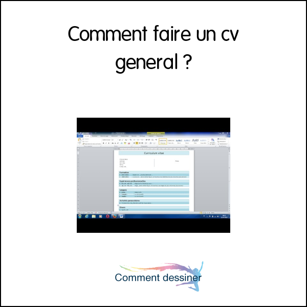 Comment faire un cv général